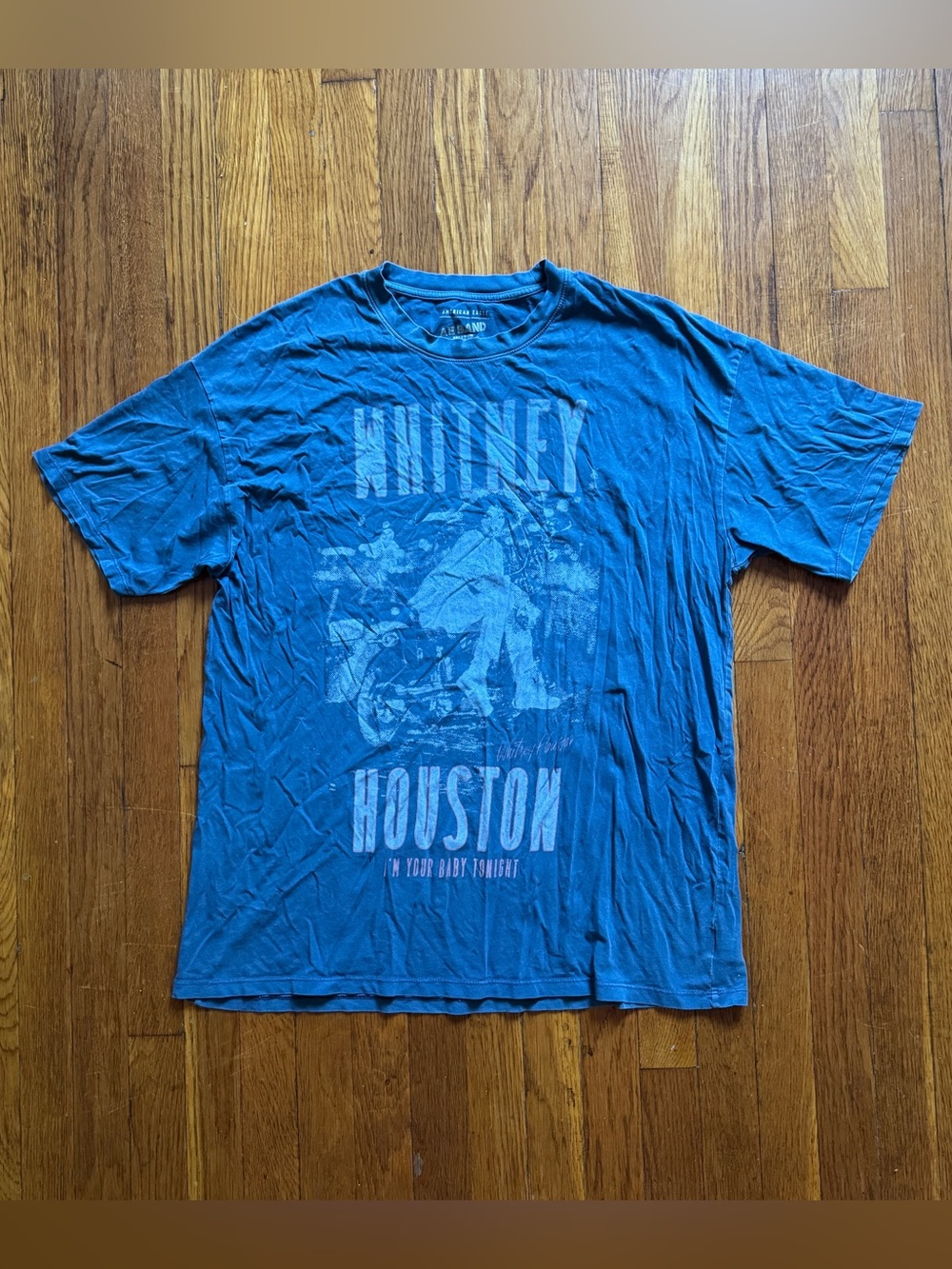 American Eagle Outfitters Blue Graphic Crew Neck Tee - Houston Print